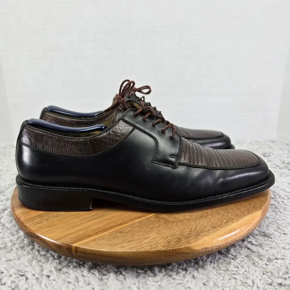 Julio Blanco Mens 10.5M Genuine Lizard Moc Square Toe Two Tone Oxford Dress Shoe